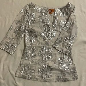 EUC Tory Burch Rochelle Floral Embroidered Top Retail &296